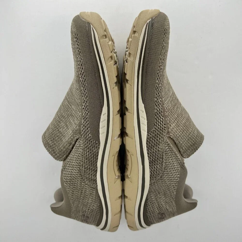 Skechers Mens 65086EWW Taupe Memory Foam Relaxed Fit Size 11.5 Slip-on Sneakers